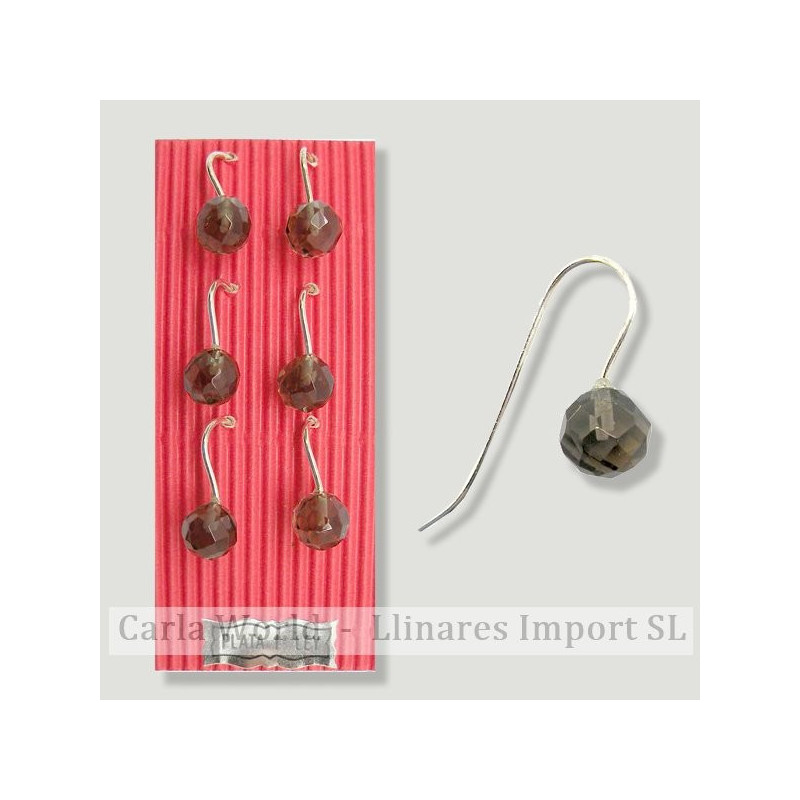 CUARZO AHUMADO. Pendientes plata hippy bola 8mm CUARZO AHUMADO. Pendientes plata hippy bola 8mm