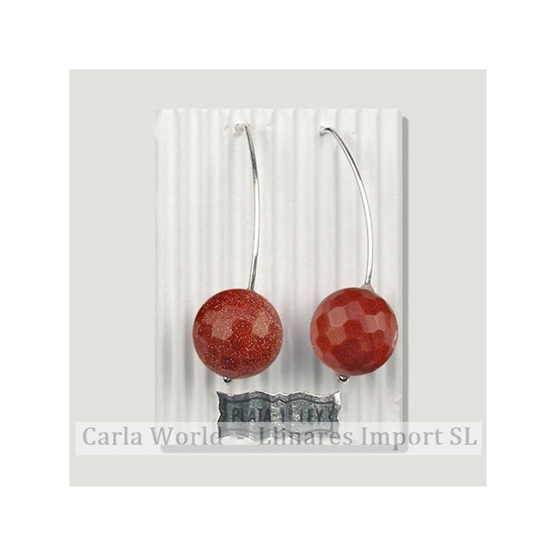 AVENTURINA ORO. Pendiente plata gancho pez. Bola facetada 14mm AVENTURINA ORO. Pendiente plata gancho pez. Bola facetada 14mm