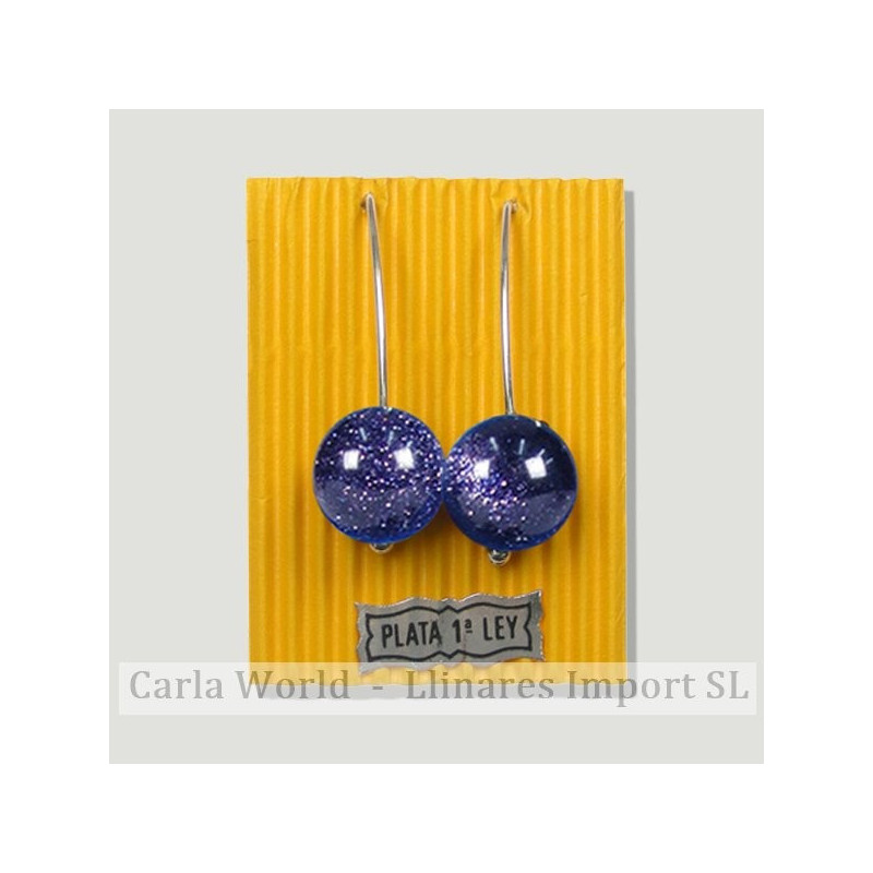 AVENTURINA ORO AZUL. Pendiente plata gancho pez. Bola 14mm AVENTURINA ORO AZUL. Pendiente plata gancho pez. Bola 14mm