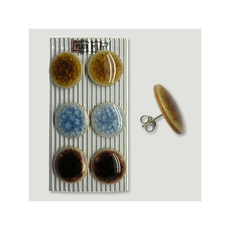 Pendientes plata cerámica esmaltada redondos surti Pendientes plata cerámica esmaltada redondos surti
