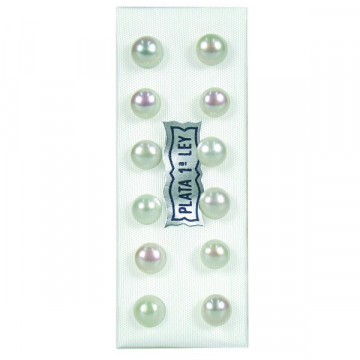 Pendiente perla bca color, boton, 5 6mm