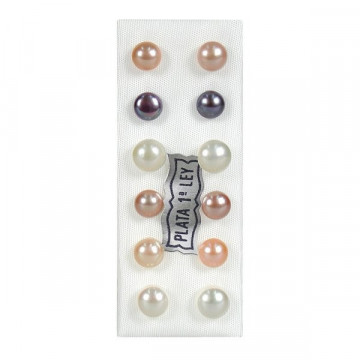Pendientes plata perla boton 6/7mm. Color