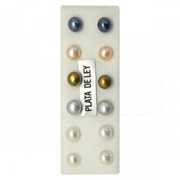 Pendientes plata perla boton 5/6mm. Color