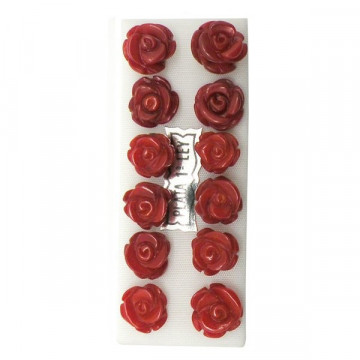 Pendientes plata flor 8-9mm. Bambu rojo