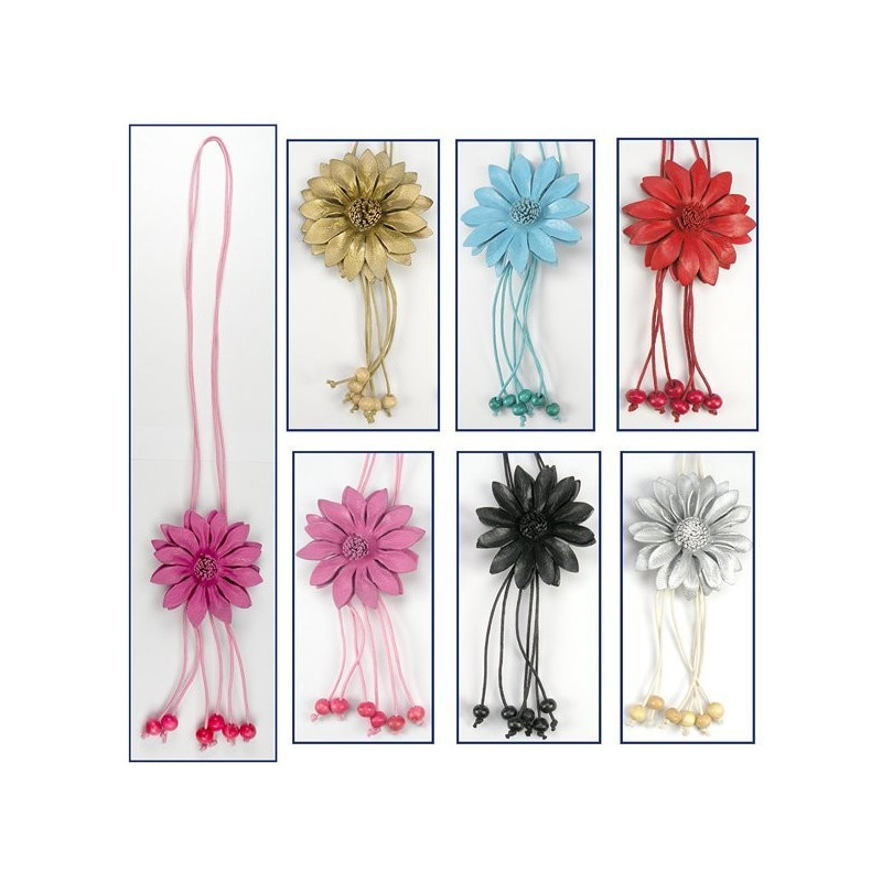 Collar piel. Modelo flor Margarita. Colores surtid Collar piel. Modelo flor Margarita. Colores surtid
