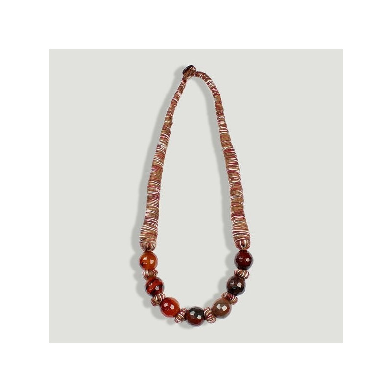 Collar hilo bola facetada Agata Marron Collar hilo bola facetada Agata Marron