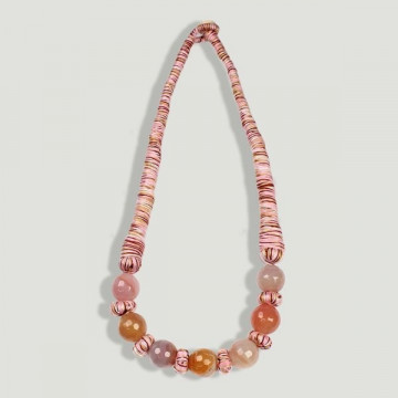 Collar hilo bola facetada Agata Rosa