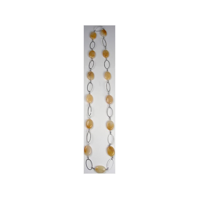 Collar met min 85cm, oval, Jasp amarillo Collar met min 85cm, oval, Jasp amarillo