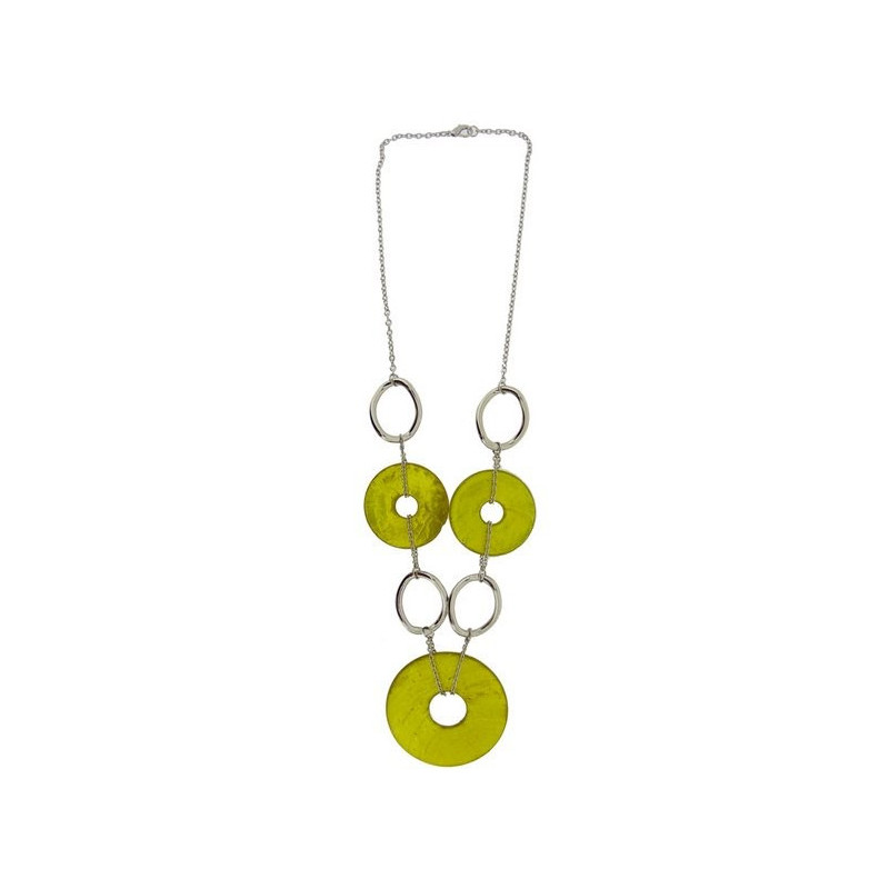 Collar Capiz metal, mod 01, verde Collar Capiz metal, mod 01, verde