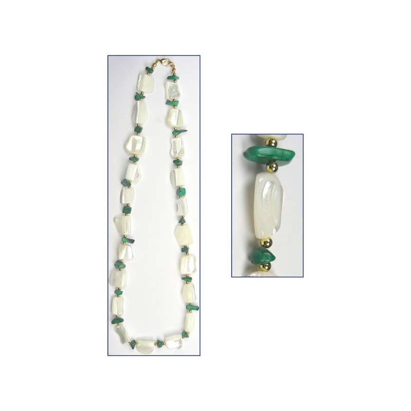 Collar de 50cm nacar trozos chip Malaquita dorado Collar de 50cm nacar trozos chip Malaquita dorado