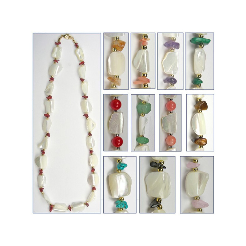 Collar de 50cm nacar trozos chip surtido dorado Collar de 50cm nacar trozos chip surtido dorado