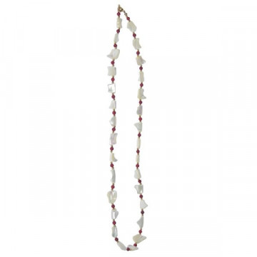 Collar de 70cm nacar trozos chip Coral Rojo con ci