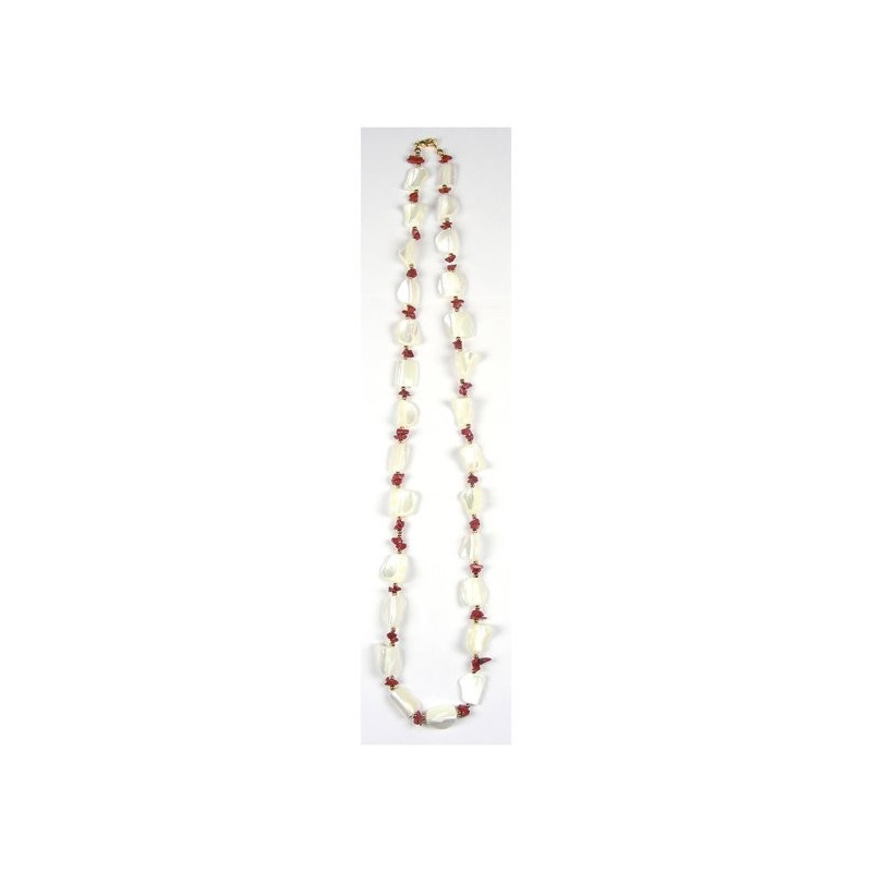 Collar de 70cm nacar trozos chip Jaspe Rojo con ci Collar de 70cm nacar trozos chip Jaspe Rojo con ci