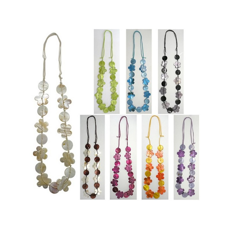 Collar nacar redondas con flor colores surtido Collar nacar redondas con flor colores surtido