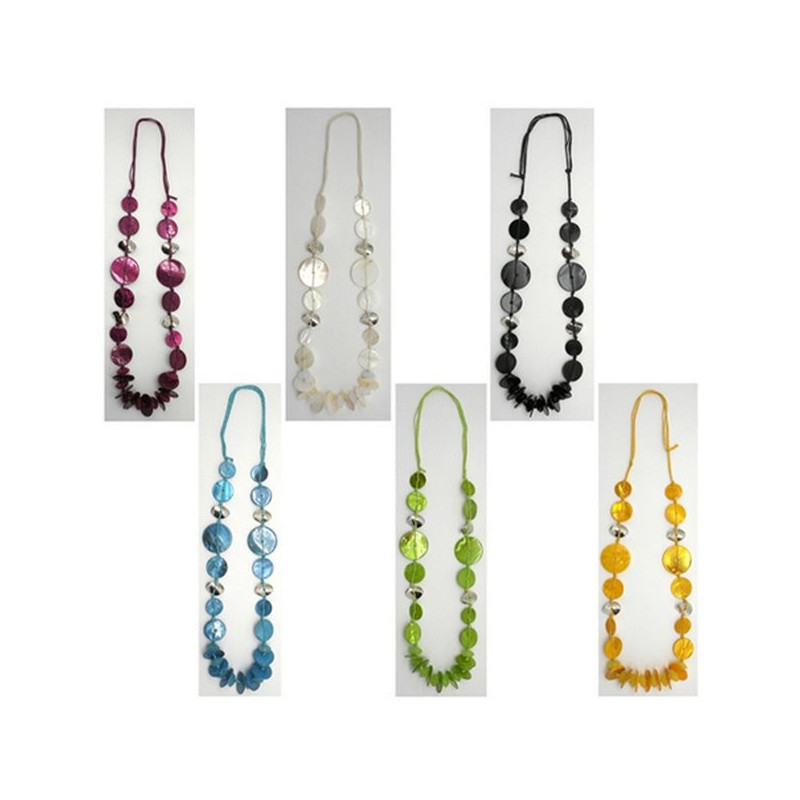 Collar nacar redondas con metal colores surtido Collar nacar redondas con metal colores surtido