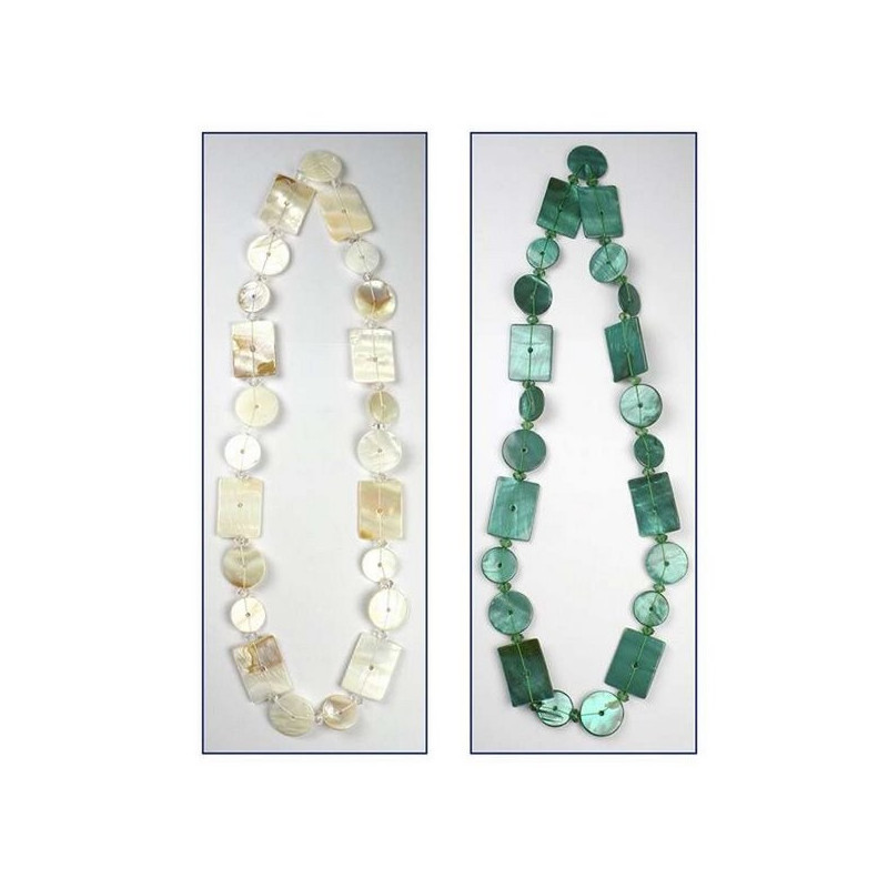 Collar nácar redondas y cuadrados con cristal tall Collar nácar redondas y cuadrados con cristal tall