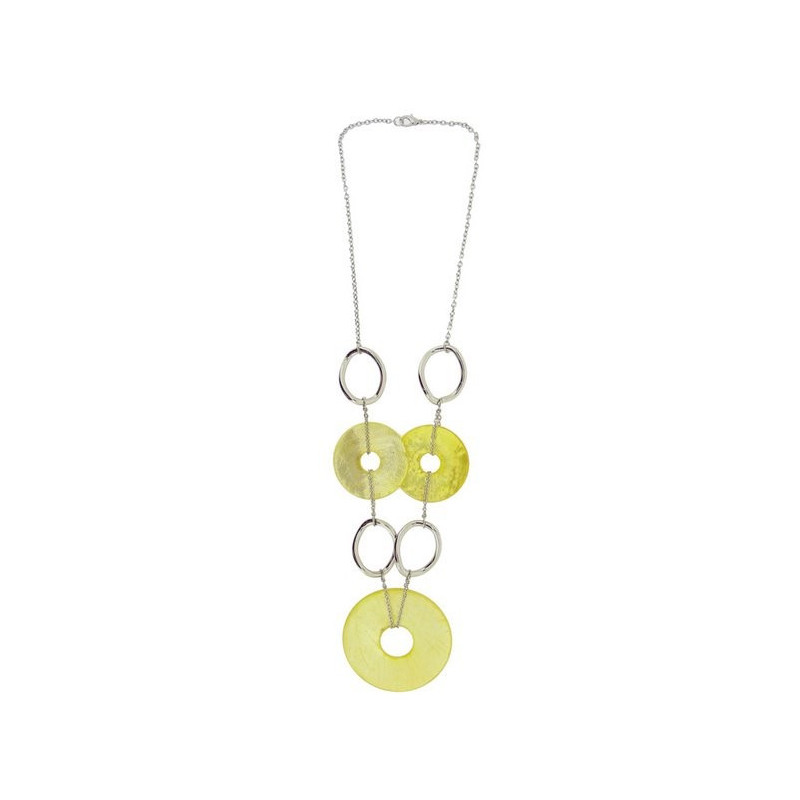 Collar Capiz metal, mod 01, amarillo Collar Capiz metal, mod 01, amarillo