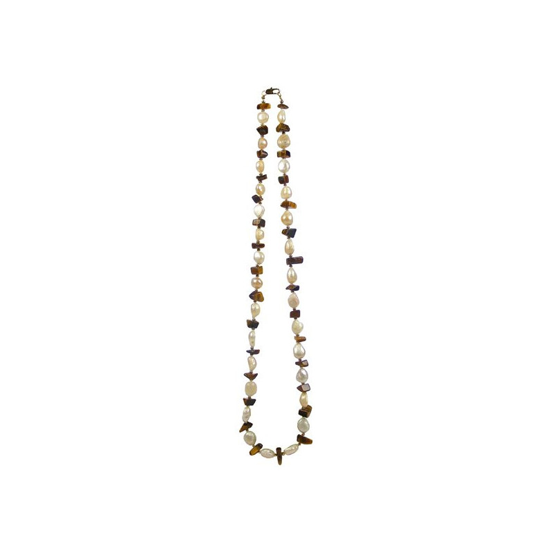 Collar perla chip, ojo tigre, 70Cm Collar perla chip, ojo tigre, 70Cm