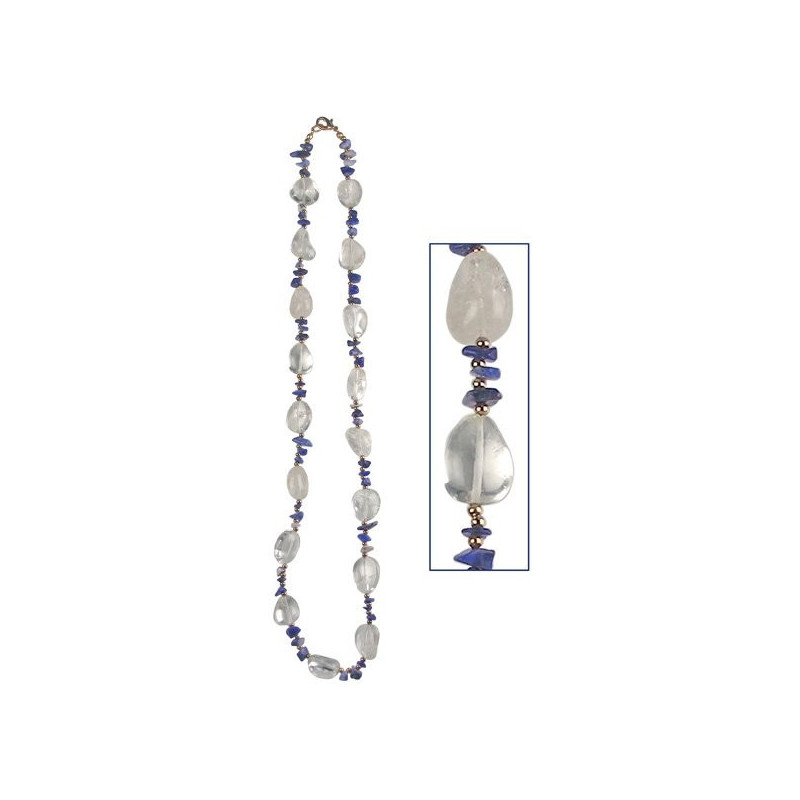 Colar "Índia" Arredondado + Pedras Dourado 65cm. Quartzo e Colar "Índia" Arredondado + Pedras Dourado 65cm. Quartzo e
