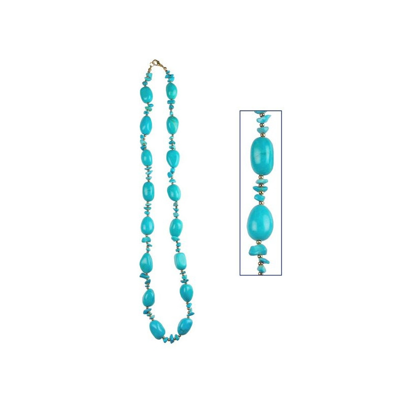 Collar "India" Rodado + chip dorado 65cm. Turqueni Collar "India" Rodado + chip dorado 65cm. Turqueni