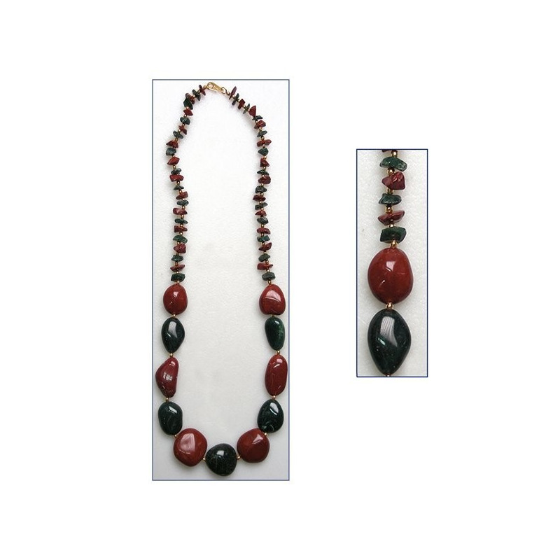 Collar india. 65cm. Modelo 21 - Ágata Musgosa y Ja Collar india. 65cm. Modelo 21 - Ágata Musgosa y Ja
