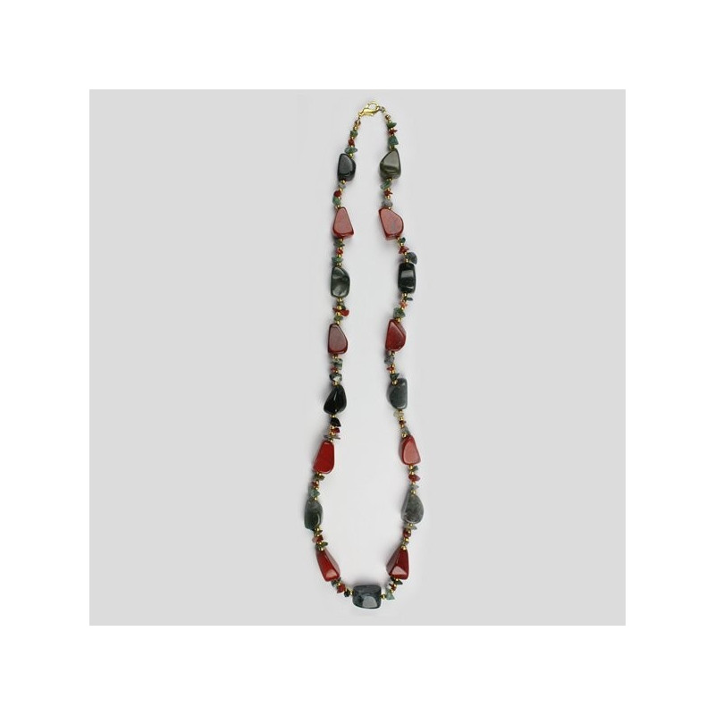 Collar india. rodado y chip. 65cm. Modelo Jaspe Ro Collar india. rodado y chip. 65cm. Modelo Jaspe Ro