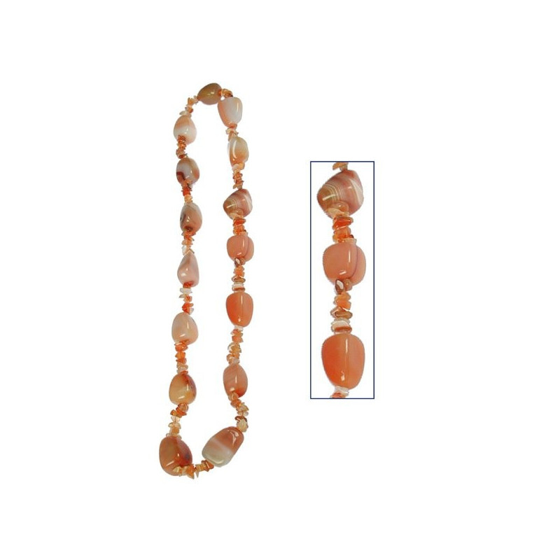 Collar mineral rodado y chip de 70cm. Cornalina Collar mineral rodado y chip de 70cm. Cornalina
