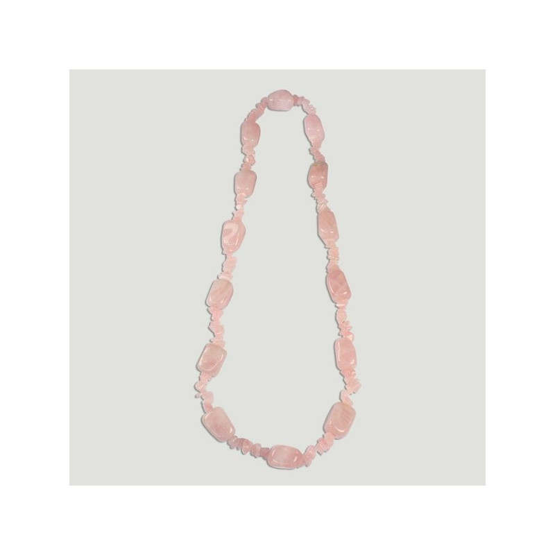 Collar mineral rodado y chip de 70cm. Cuarzo Rosa Collar mineral rodado y chip de 70cm. Cuarzo Rosa