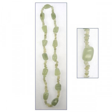 Colar Mineral Arredondado e Pedras de 70cm. Jade Claro