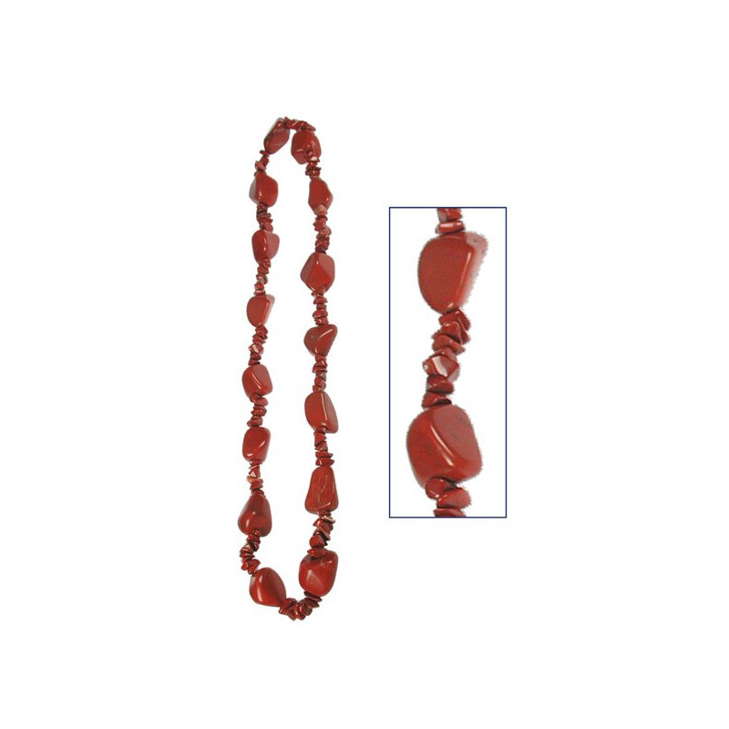 Collar mineral rodado y chip de 70cm. Jaspe rojo Collar mineral rodado y chip de 70cm. Jaspe rojo