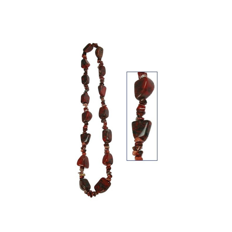 Colar Mineral Arredondado e Pedras de 70cm. Jaspe Sardo Colar Mineral Arredondado e Pedras de 70cm. Jaspe Sardo