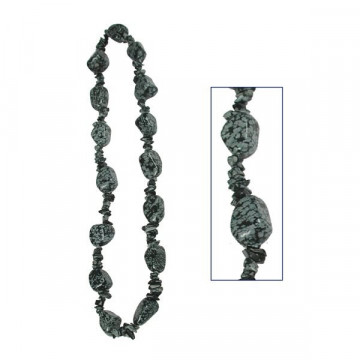 Collar mineral rodado y chip de 70cm. Obsidiana Ne