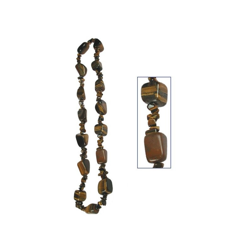 Collar mineral rodado y chip de 70cm. Ojo de tigre Collar mineral rodado y chip de 70cm. Ojo de tigre