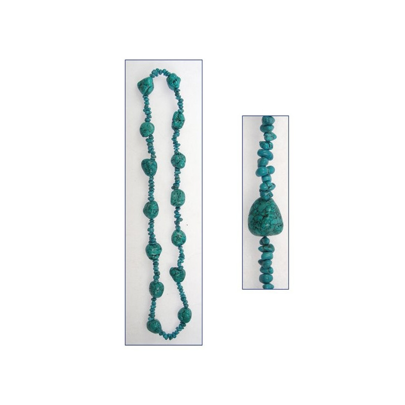 Collar mineral rodado y chip de 70cm. Turquenita Collar mineral rodado y chip de 70cm. Turquenita