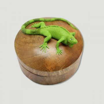 Caja madera redonda Iguana. 10cm