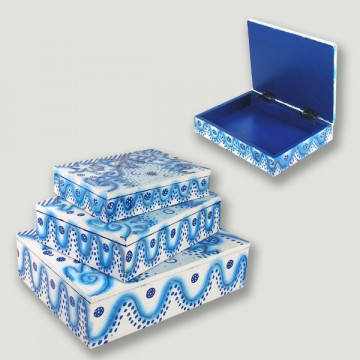 Set 3 caja Abstracto azul