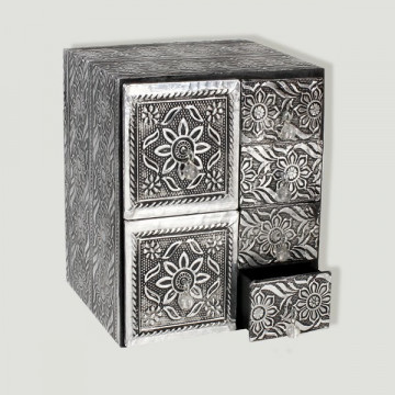 Caja aluminio 6 cajones. 13x12cm