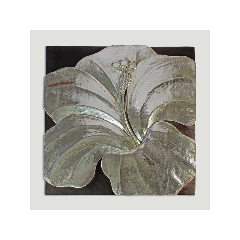 Cuadro hibisco plateado 50x50cm Cuadro hibisco plateado 50x50cm
