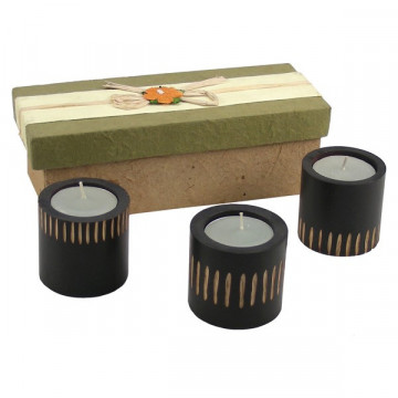 Set/3 Porta-velas Redondo Modelo 01 6,5x7,5cm