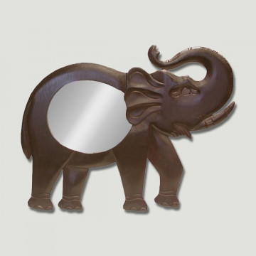 Espelho Madeira Entalhada Elefante 56x42cm