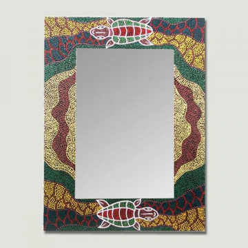 Espejo rectangular aborigen tortuga 30x40cm