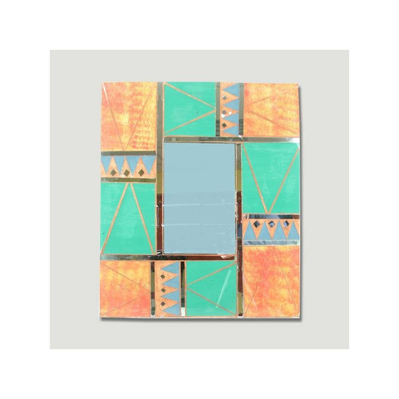 Espejo rectangular, verde, naranja y azul. 50x60cm Espejo rectangular, verde, naranja y azul. 50x60cm