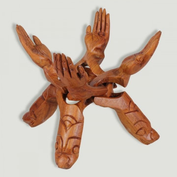 Base madera tallada 4 manos 35cm