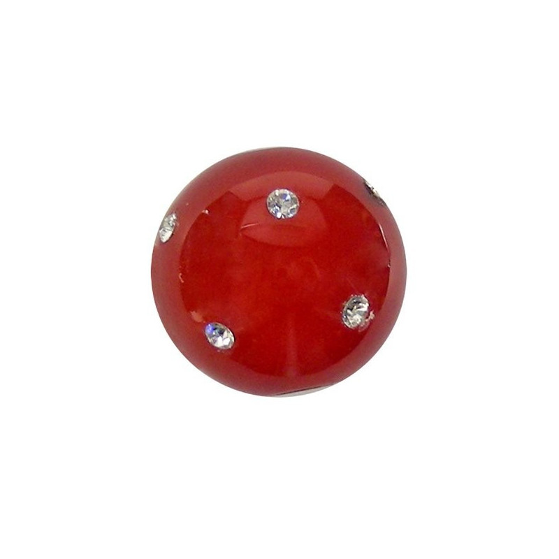 Pingente Bola com Zircônia, Ágata Cornalina, 14mm Pingente Bola com Zircônia, Ágata Cornalina, 14mm
