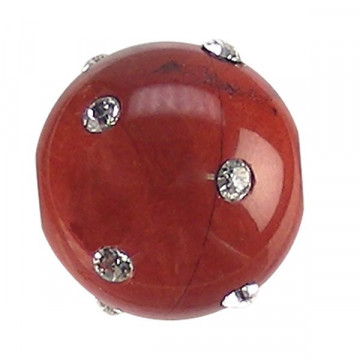 Pingente Bola com Zircônia, Jaspe Vermelho, 10mm