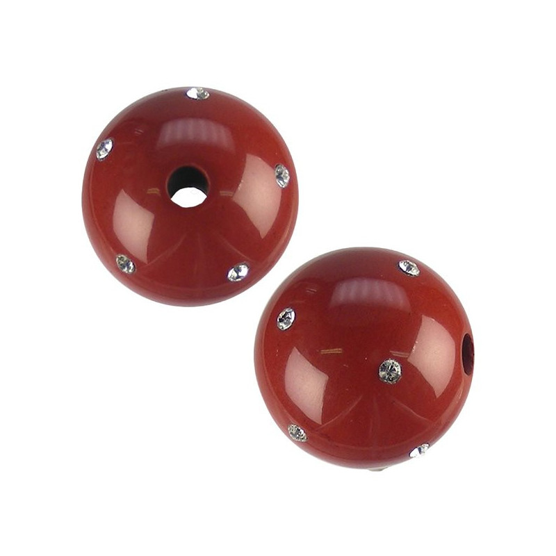 Colg bola con circoni, Jaspe rojo, 18mm Colg bola con circoni, Jaspe rojo, 18mm