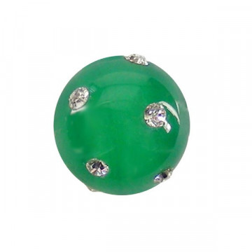 Colg bola con circonit, Ag verde, 10mm