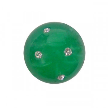 Colg bola con circonit, Ag verde, 14mm