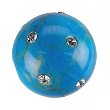 Colg bola con circonit, How azul, 12mm