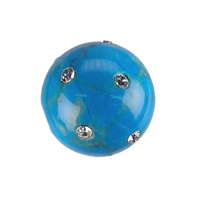 Pingente Bola com Zircônia, Howlita Azul, 12mm Pingente Bola com Zircônia, Howlita Azul, 12mm